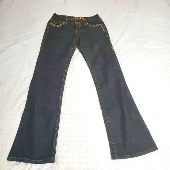 Coogi Embellished Dark Jeans Size 7/8 - Picture 3 of 10